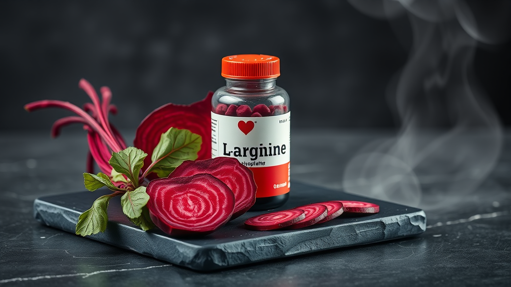 beetroot l-arginine supplements and nitric oxide for blood vessel function high blood pressure