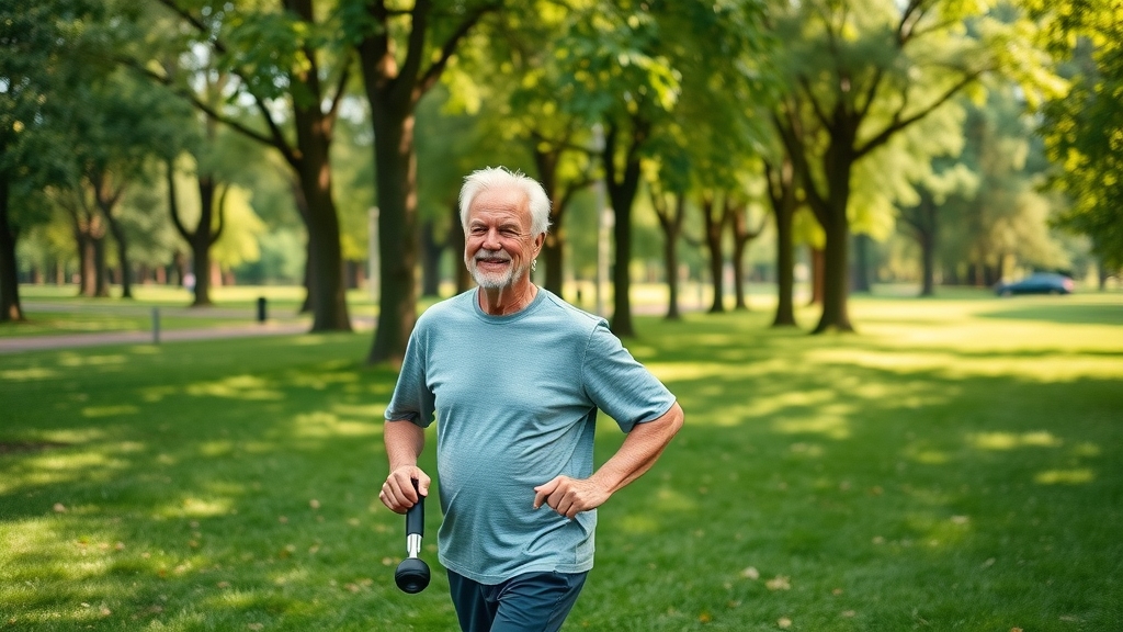 senior mental health active senior couple exercising in park