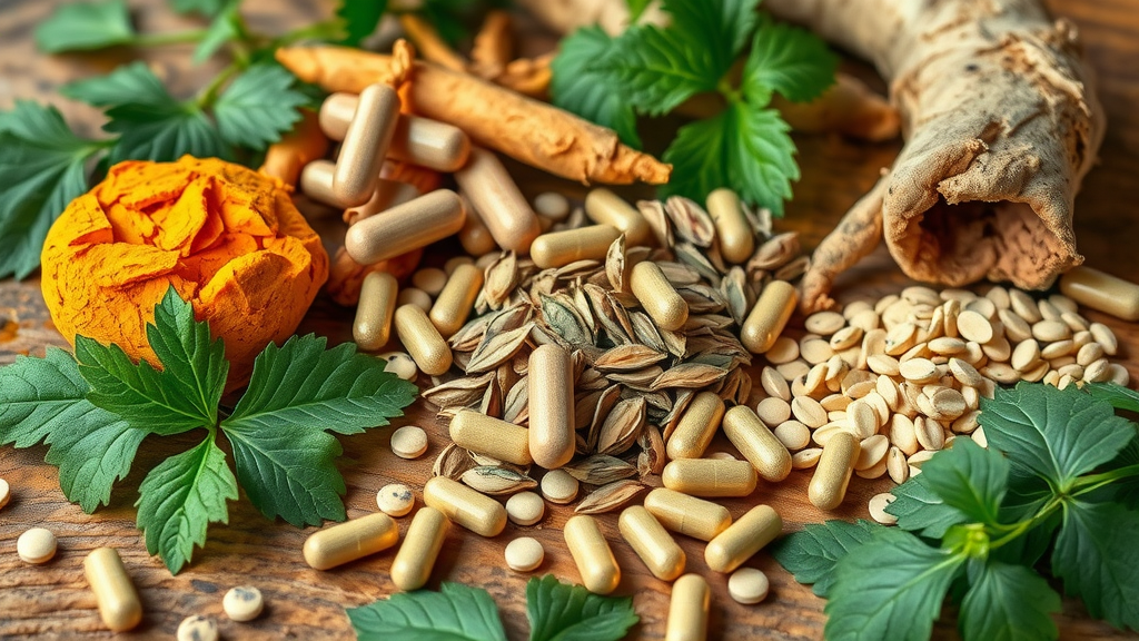 herbal kidney supplements turmeric astragalus dandelion root nettle milk thistle close-up
