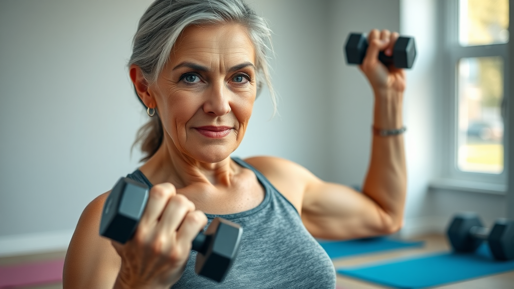 resistance training for fat loss senior woman lifting weights for flat stomach at home gym
