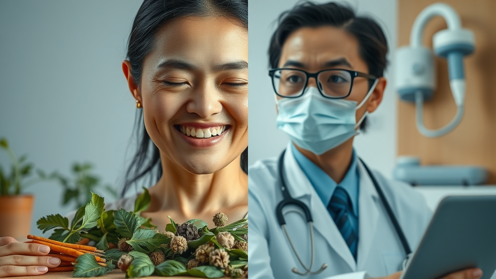 Contrast: traditional medicine and modern medicine for nerve health, illustrating current practices and innovations