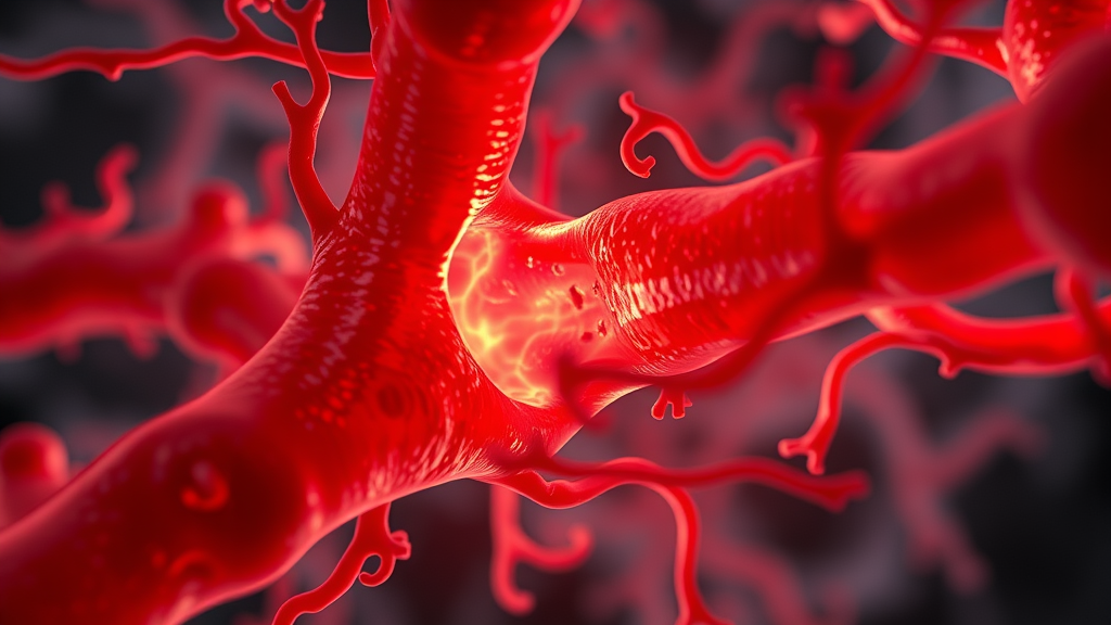 Cross-section of blood vessels being dilated by nutrients from natural high blood pressure supplements