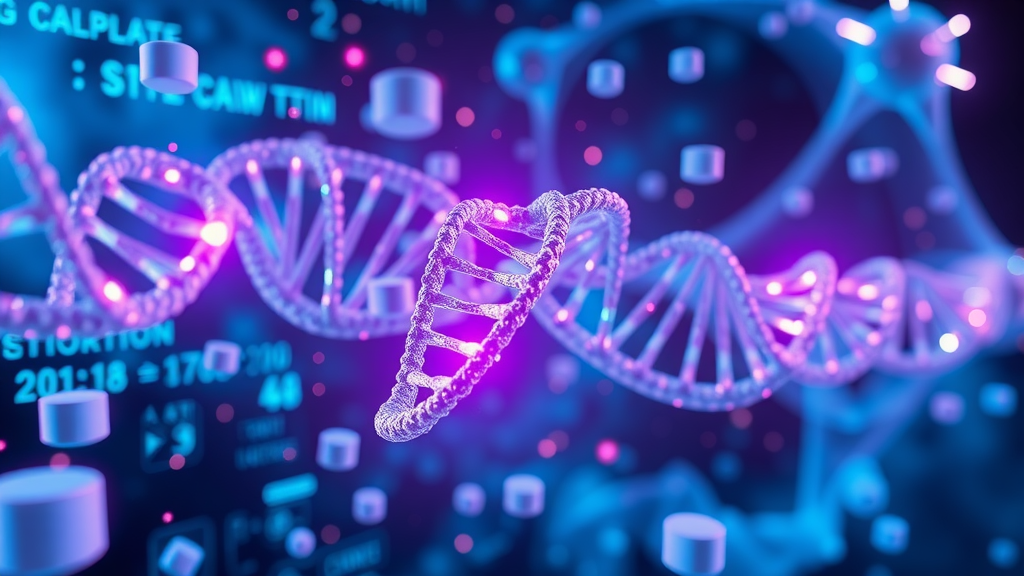futuristic visualization of cellular processes, stem cell and dna activity in anti-aging strategies, glowing digital background