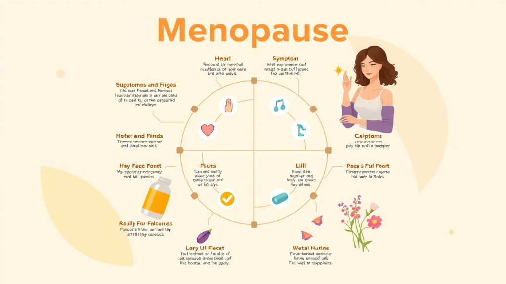 Infographic of menopause supplement facts, symptoms, and natural sources