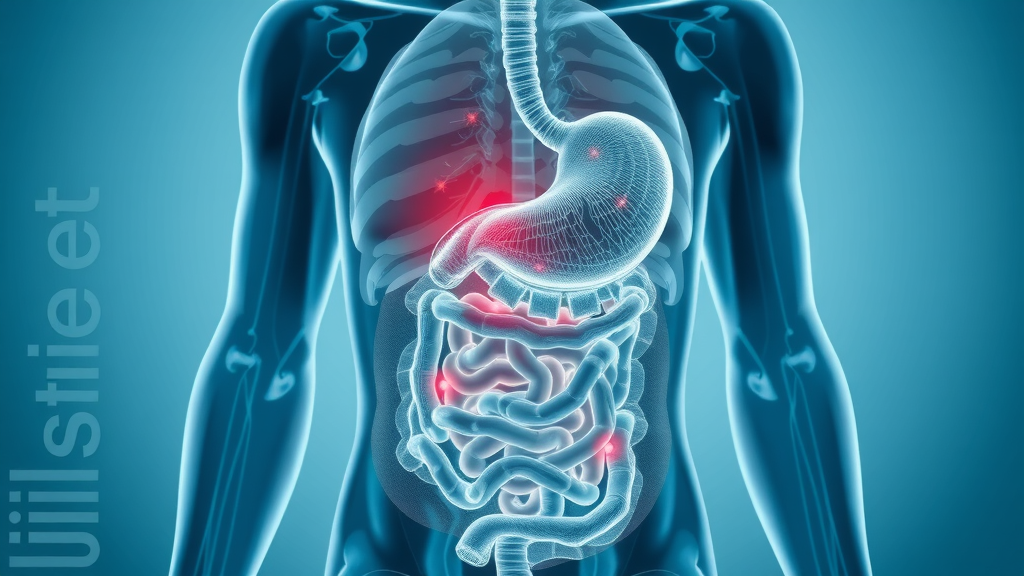 detailed cross-section of a healthy human digestive system showing connection to full body wellness, gut health supplement effects