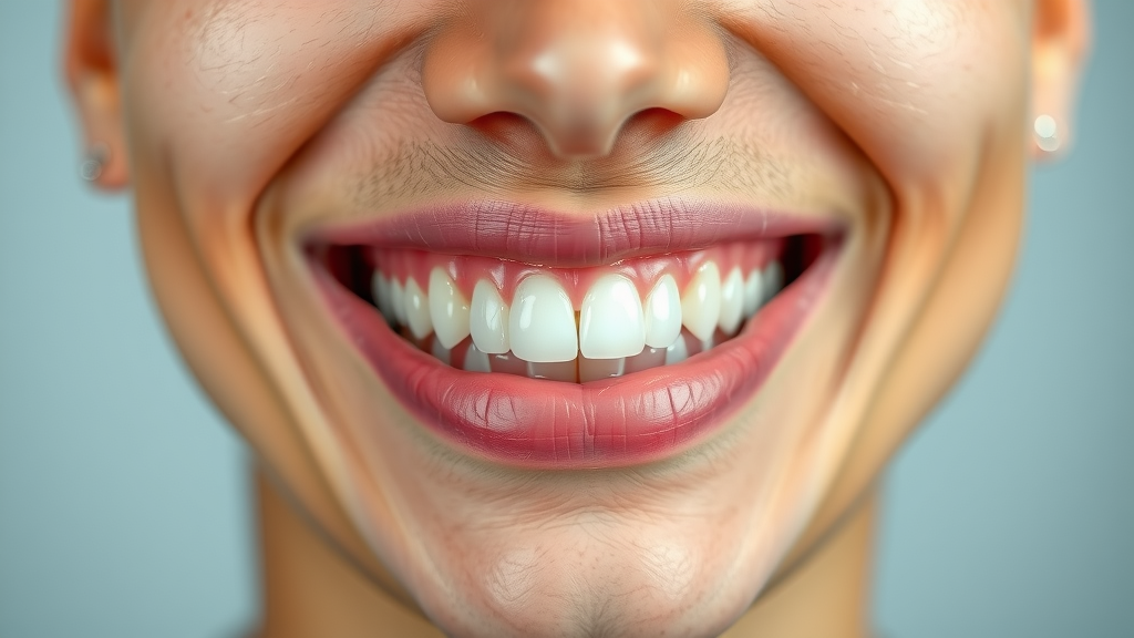 spot healthy teeth and gums macro close up
