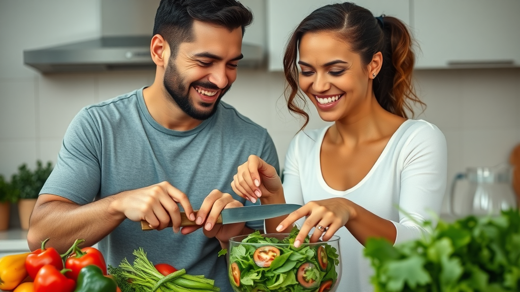 active couple preparing healthy salad kidney health lifestyle