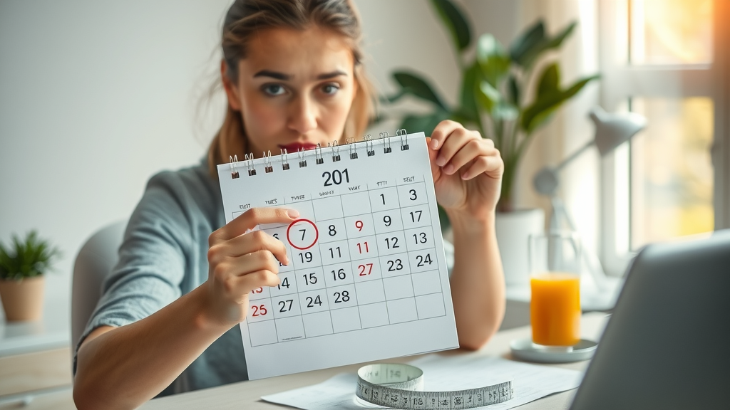 person circling weight loss date on calendar - long term natural weight loss