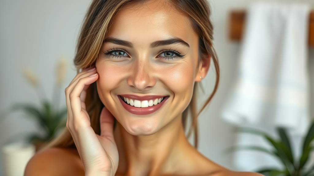 Radiant, healthy-skinned woman showcasing confidence and skin care benefits, collagen for skin care