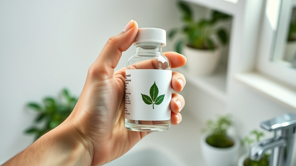 hand holding herbal medicine bottle for weight loss