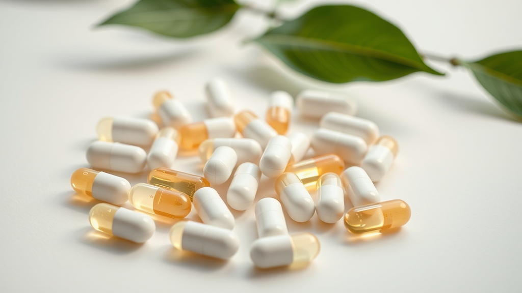 glucosamine and chondroitin supplement pills for arthritis pain relief neatly arranged on a table