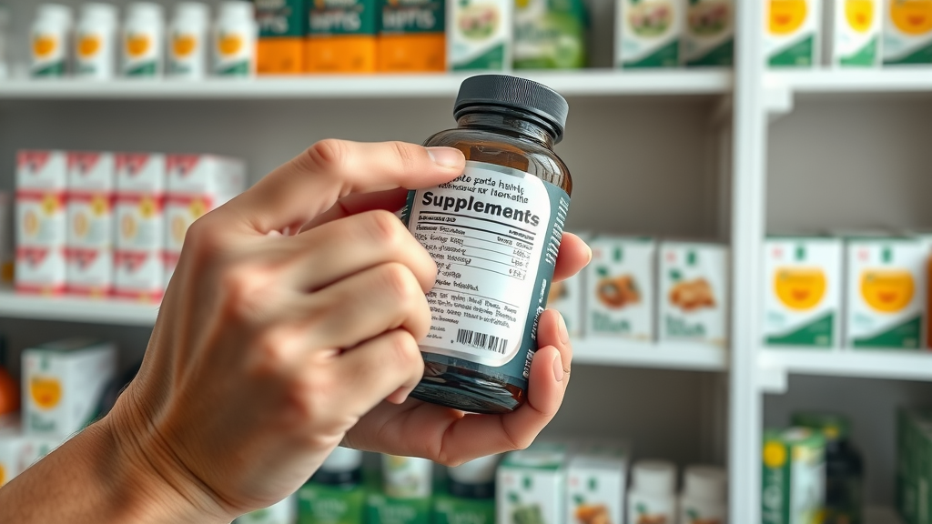 hands checking herbal supplement label for purity and potency