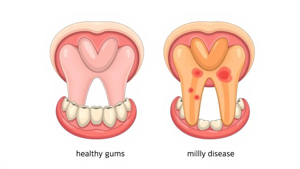 healthy gums vs gum disease educational illustration