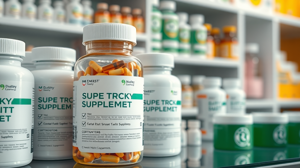 herbal kidney supplement bottles with quality seals and labels pharmacy setting