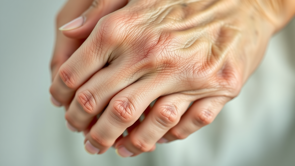 Wrinkled hands showing skin texture and collagen loss as an example of the biological aging process