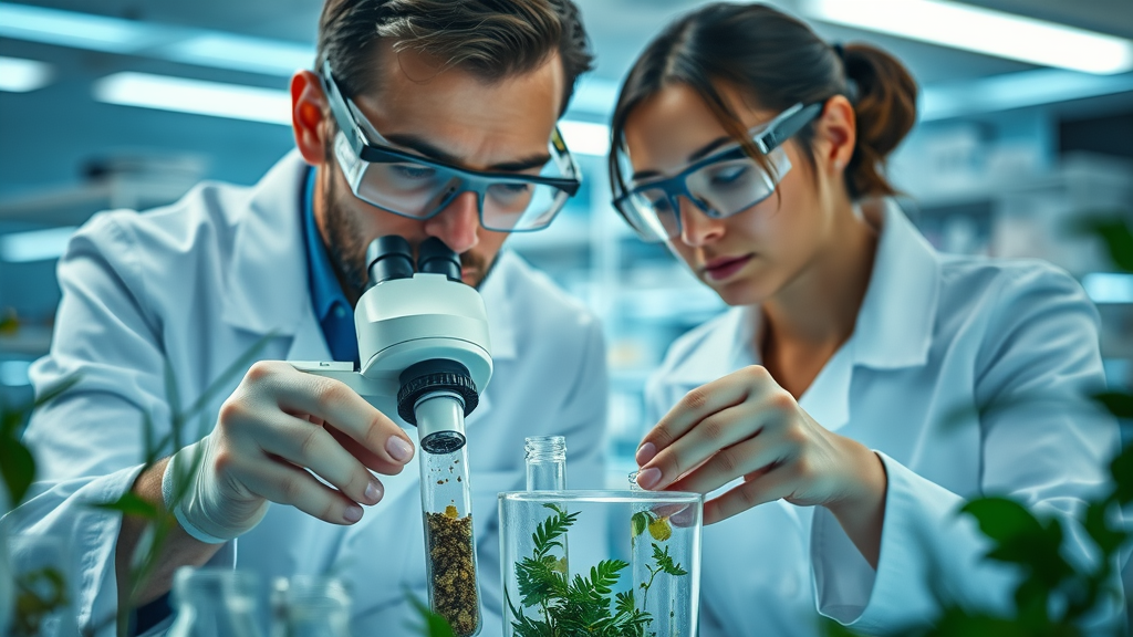 scientists analyzing herbal medicine for weight loss in lab