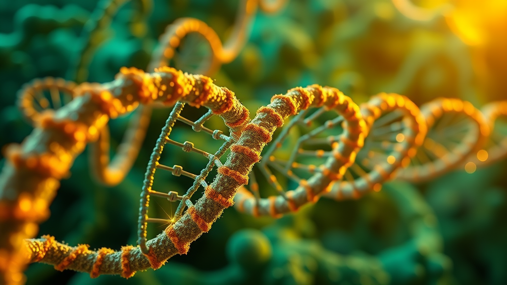 Diagram showing DNA methylation switches on gene sequences in the biological aging process