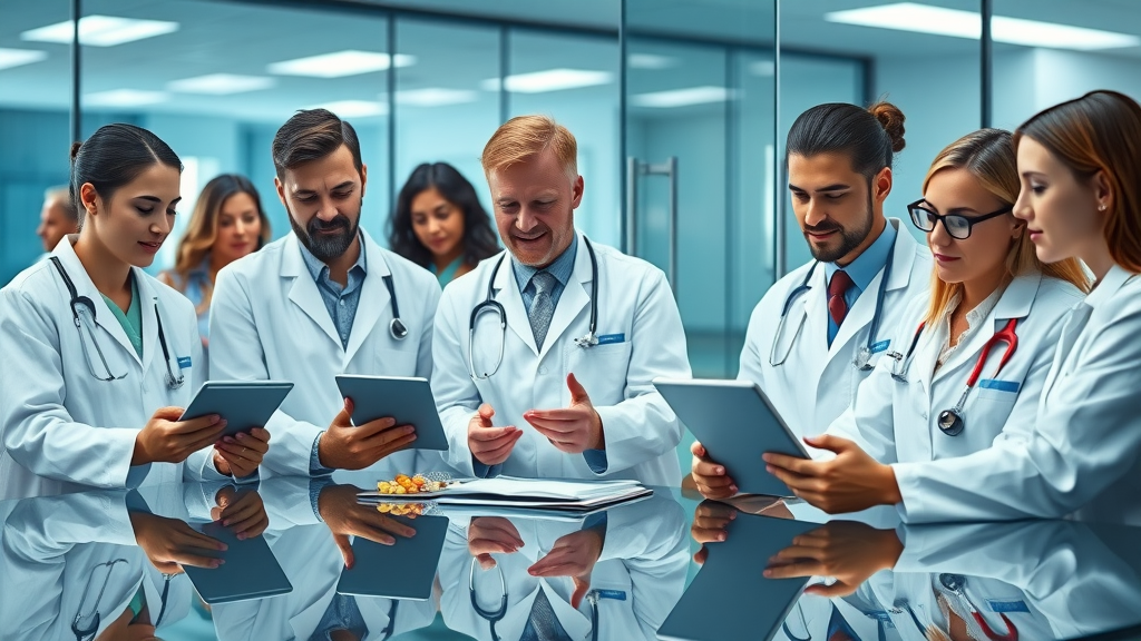 diverse cardiologists lab coats reviewing supplement research best supplement for heart