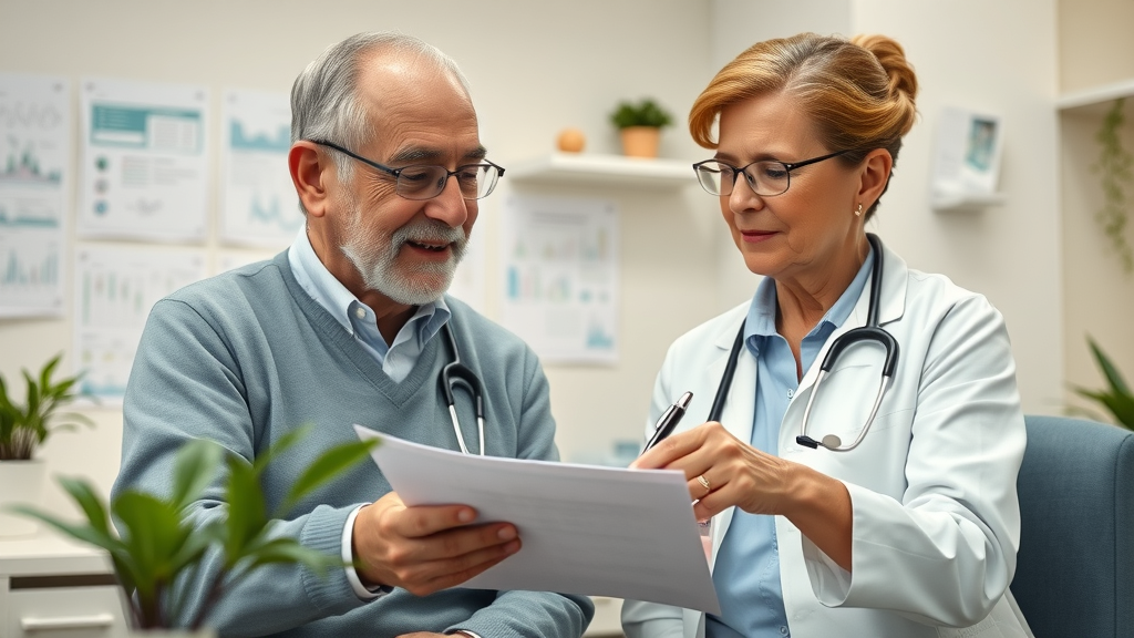 Healthcare provider collaborating with senior patient for quality of life improvement