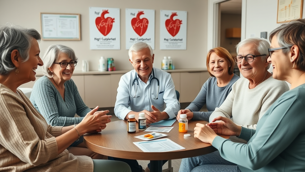 natural supplements for high cholesterol: diverse group consulting healthcare professional about heart health supplements