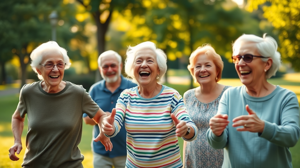aging and nutrition inspiring elderly people joyful and active in a lush park
