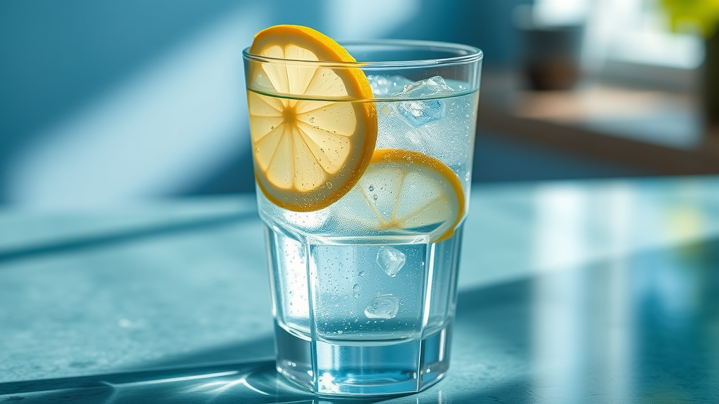 refreshing glass of water with lemon for kidney health hydration