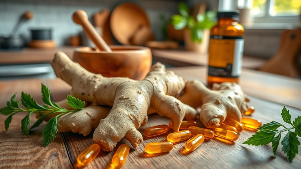 herbal remedies turmeric ginger omega-3 natural arthritis pain relief supplements still life
