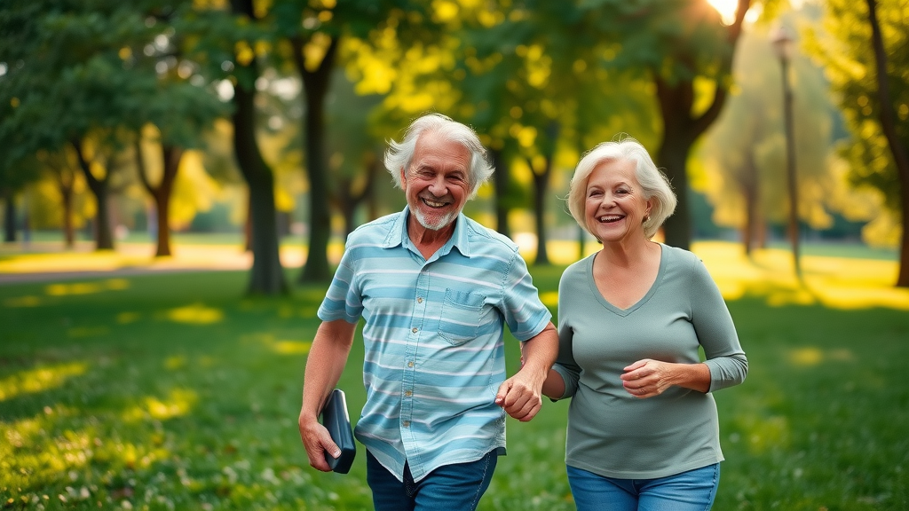 natural thing for high blood pressure senior couple walking in park