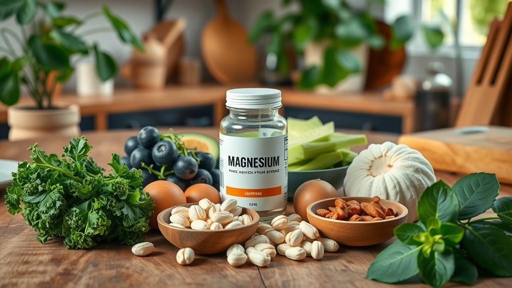 magnesium-rich foods supplement bottle for blood pressure and heart health