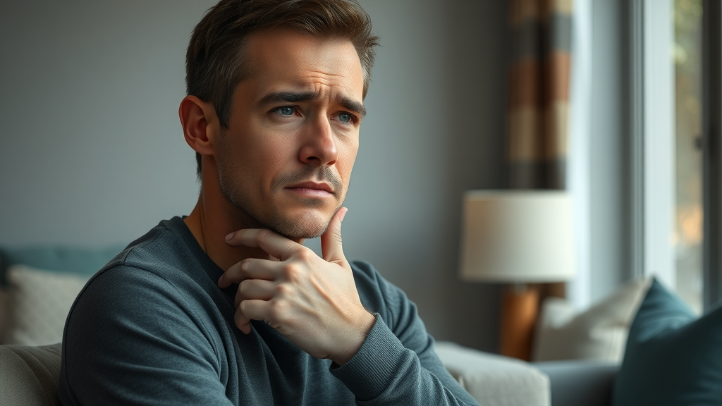 adult male feeling low energy and subtle sadness due to low testosterone - emotional effects in men