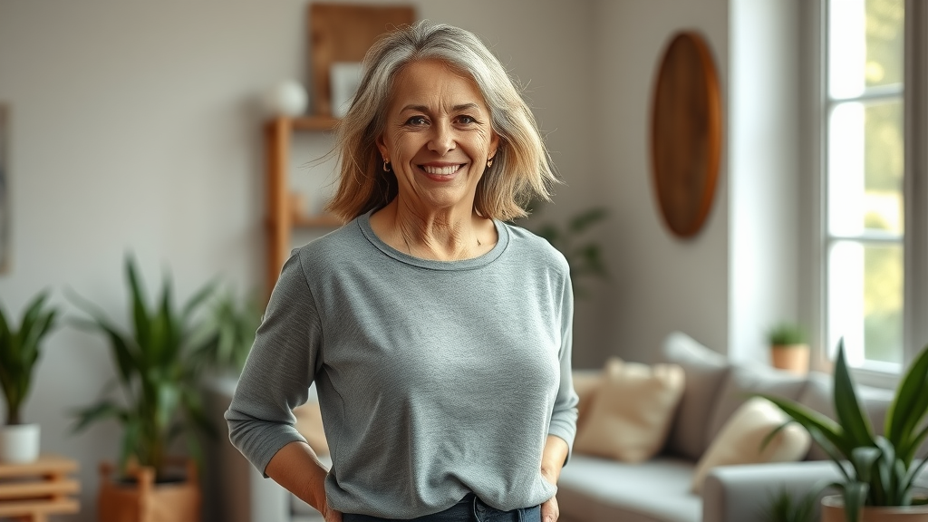 Empowered middle-aged woman confident about menopause supplements