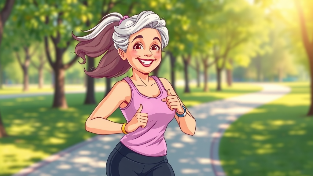 mature woman exercising in park supporting blood vessel health through lifestyle changes