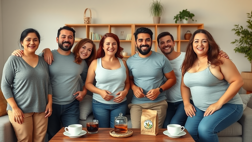 Happy diverse group celebrating herbal medicine for weight loss testimonials