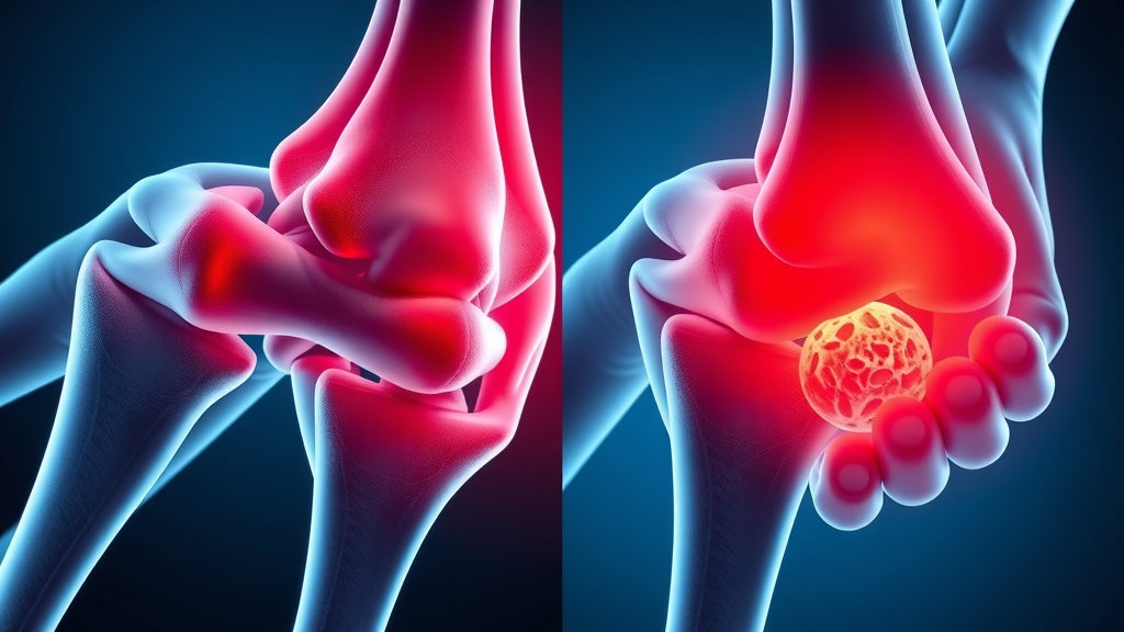 natural arthritis pain relief healthy vs inflamed joint comparison macro illustration