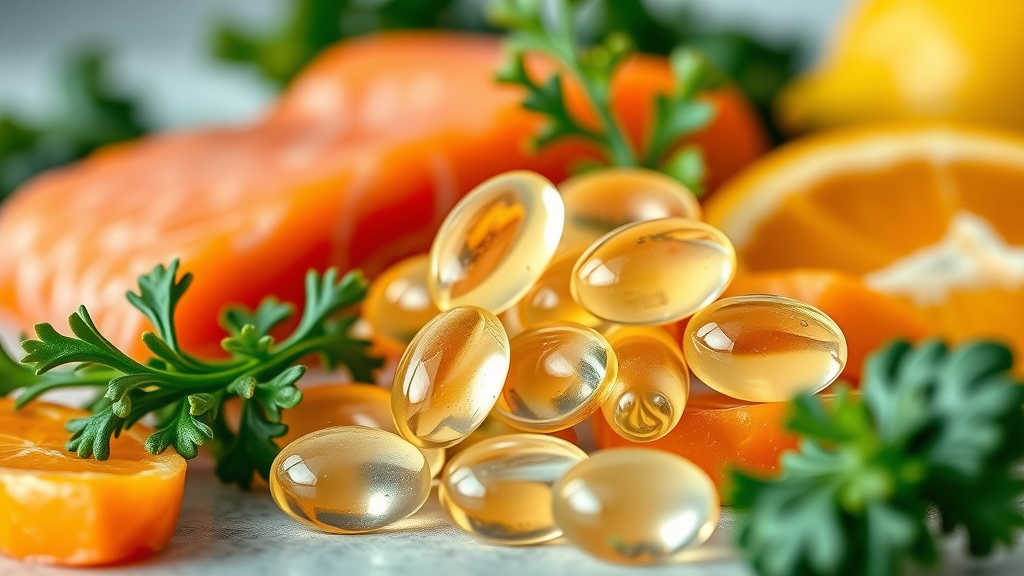 fish oil and omega-3 supplements for high cholesterol: capsules, salmon, leafy greens for heart health