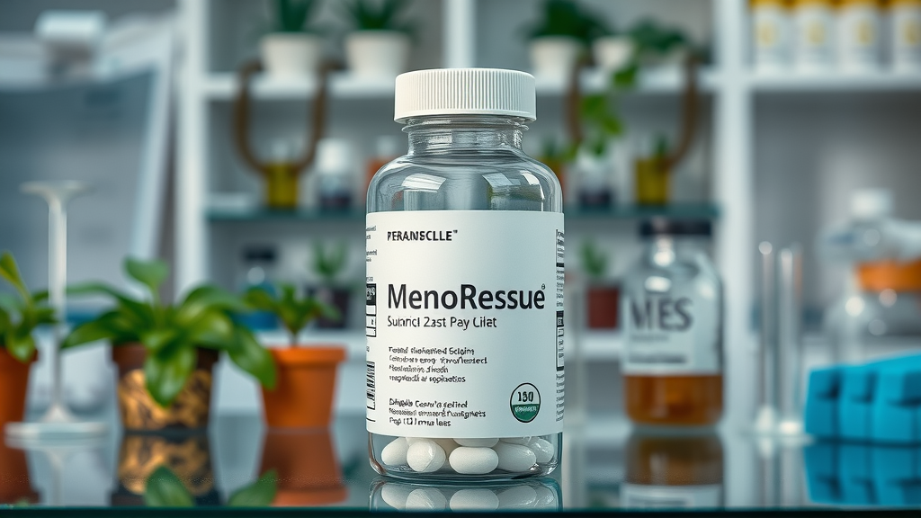 bottle of MenoRescue menopause supplement clinical ingredient analysis natural relief support