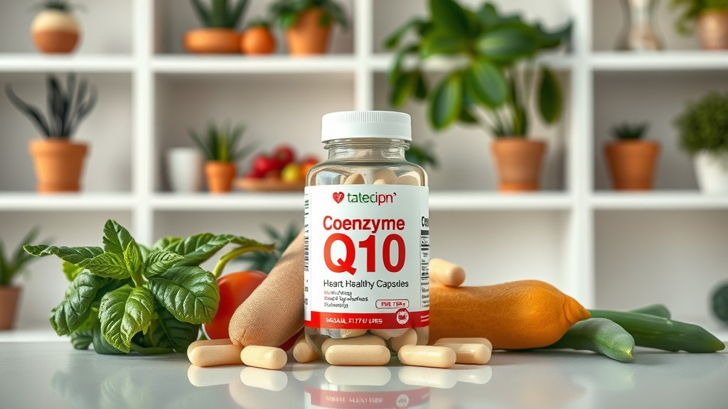 coenzyme Q10 capsules with heart-healthy foods enhancing high blood pressure health